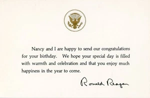 Ronald Reagan - Autopen signierte Geburtstagskarte "Karte" - Bild 1 von 1