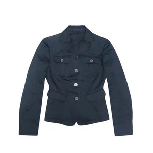 GUCCI Linen Blend Denim Long sleeves Women Jacket  Size 38 Black Made in Italy - Picture 1 of 24