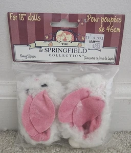 Springfield Collection 18" Puppenschuhe Häschen Hausschuhe PINK & WEISS - Bild 1 von 5