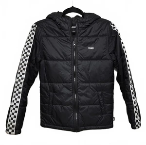 Chaqueta acolchada VANS Woodridge negra y a cuadros para niños jóvenes M - Imagen 1 de 9