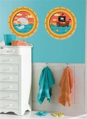 VENTANAS Barco Ojos de Buey Alta Mar Pegatinas de Pared 2 GRANDES Calcomanías Decoración 20" por 20" Foto 1 de 2