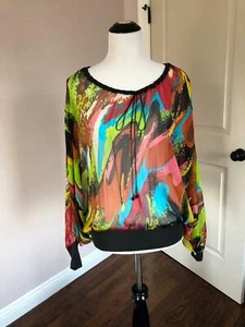 Neu ohne Etikett Missoni mehrfarbige Seiden-Chiffon-Bluse GR IT 46/US 12 - Bild 1 von 11