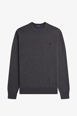 Fred Perry K9601 Suéter Clásico Gris Hombre NUEVO FW 24/25 - Imagen 1 de 3