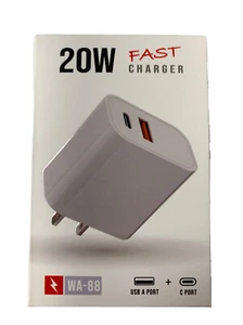 20w Type USB-C +USB Fast Wall Charger For iPhone And Android - Picture 1 of 3