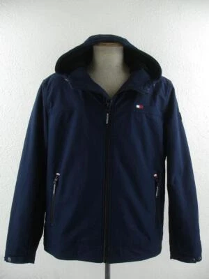 Mens L Tommy Hilfiger Performance Sherpa-Lined Softshell Hooded Jacket Navy Blue - Image 1 of 4