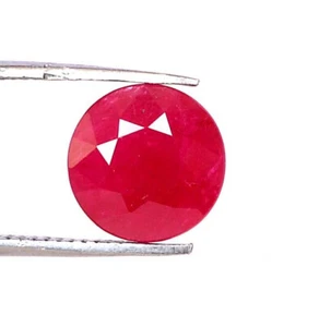 Natural Ruby 8 mm Round Cut 2.49 CTS Faceted Loose Certified Gemstone - Picture 1 of 6