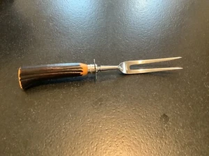 Vintage EC Ltd Stainless Serving Fork Stag Handle - Picture 1 of 4