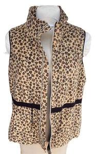 New Directions Cheetah Print Vest Sz. PXL Front Zip Stand Up Collar - Picture 1 of 10