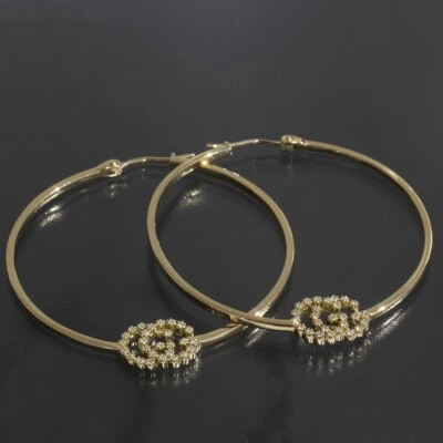 Pendientes de aro de diamantes GUCCI GG Au750 K18YG caja de oro amarillo E1779 Foto 1 de 4