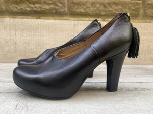 Unisa Premium Black Leather High Heel Zip Platform Dress Shoes Size 6 39 rrp£115 - Picture 1 of 12