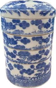 Bigger Old Chinese Blue and White Porcelain Stacking Boxes - Picture 1 of 8