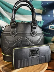Loungefly STAR WARS Rare DEATH TROOPER Dome Bag And Wallet Black Neon Green - Picture 1 of 16