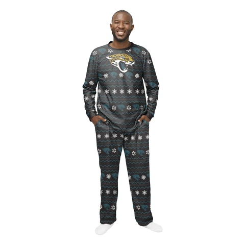 FOCO Men's NFL Jacksonville Jaguars Primary Team Logo Ugly Pajama Set Cover