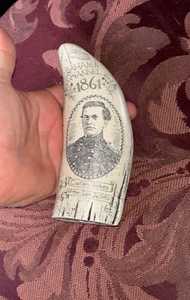 1861CAPTAIN CHARLES WILKES SAN JACINTO BAHAMA CHANNEL FAUX WHALE TOOTH SCRIMSHAW - Picture 1 of 9