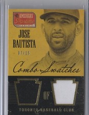2013 Panini America's Pastime Combo Swatches Gold #4 Jose Bautista 07/15