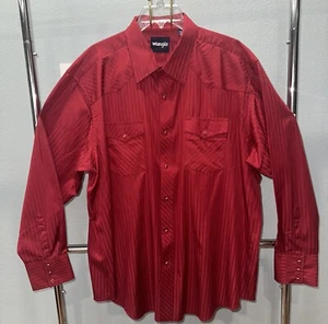 Vintage Red Wrangler red pearl snap long sleeve shirt size XXL - Picture 1 of 4