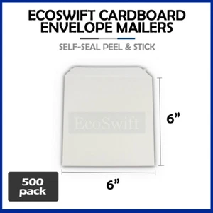 500 - 6" x 6" EcoSwift Weiß CD/DVD Foto Schiff Flach Karton Umschlag Versandtaschen - Bild 1 von 7