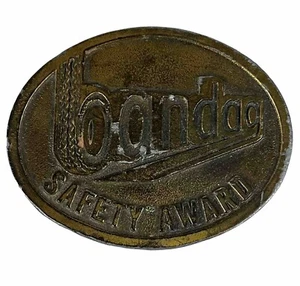 VINTAGE 1970s Belt Buckle BANDAG TIRE Co SAFETY AWARD Solid Brass HitLine Buckle - Picture 1 of 5