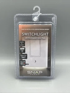 SnapPower SwitchLight 1-Gang Rocker Wall Plate, White S1SW-KWH-SP20-2 SnapPower - Picture 1 of 1