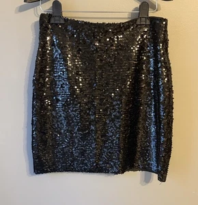 Main Strip Black Sequined Mini Skirt. Siz Medium  - Picture 1 of 8