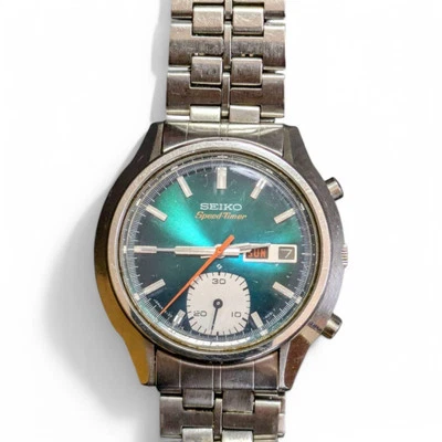 Temporizador de velocidad deportivo Seiko 5 Ref. 6139-8050 esfera verde pavo real - 1974 - ¡Raro! Foto 1 de 4