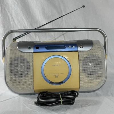 索尼 CFD-E100 白色调幅/调频磁带扬声器收音机磁带播放器侧面不工作 — 第 1/4 张图片