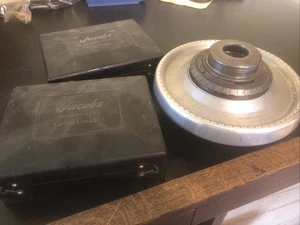 Jacobs Spindle Nose Lathe Chuck No.91-C3 w/11 Rubber Flex Collets In Cases - Picture 1 of 14