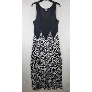 Whimsigoth XL Maxi Sun Dress Knit Pullover Sleeveless Black White Zebra Animal - Bild 1 von 9