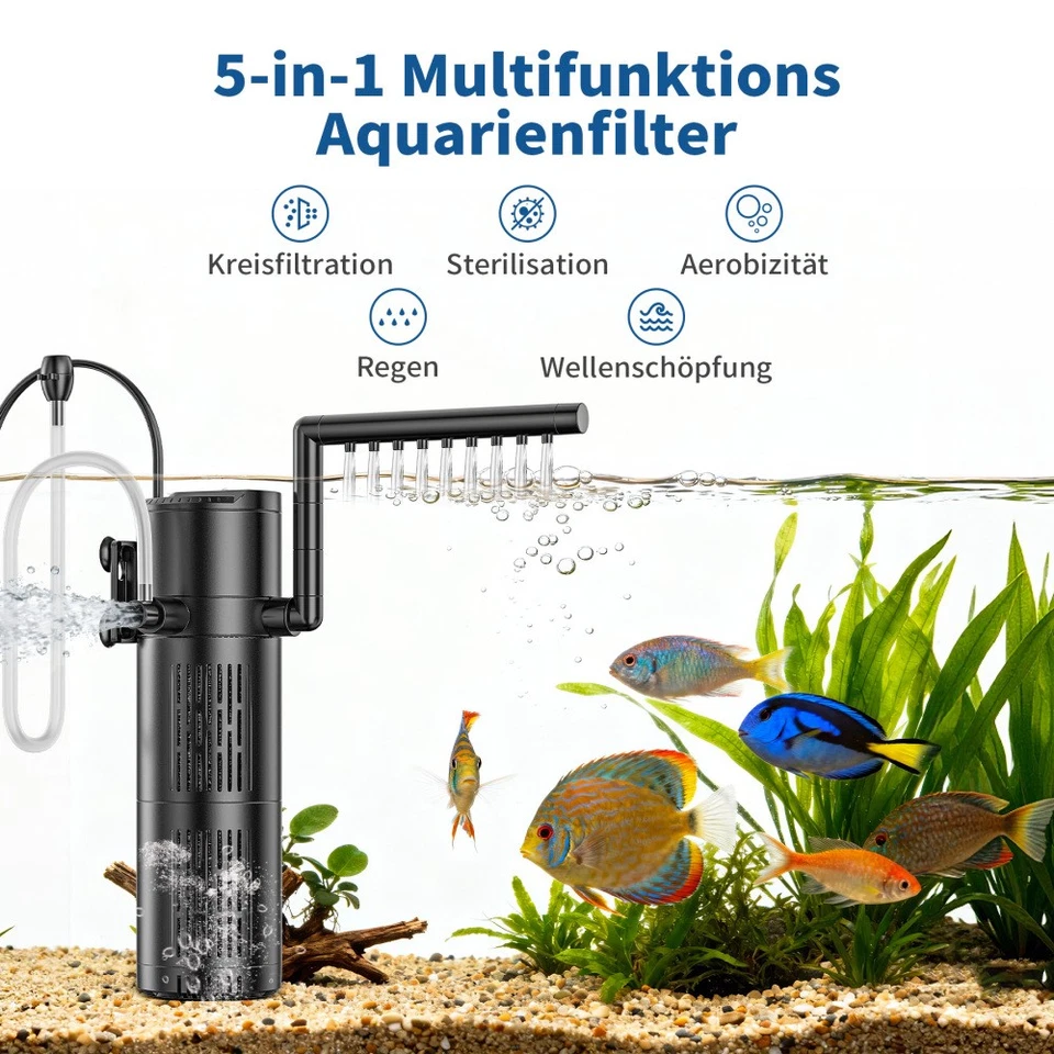 5-in-1 Aquarium Innenfilter mit UV lamp Aquarium Filterpumpe Einstellbarer Pumpe - Bild 1 von 4