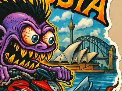 MV Agusta Rivale 800 Monsters Around the World 贴纸 9x9 厘米 悉尼 8/12 — 第 1/4 张图片