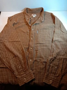 Vintage Woolrich Men's Size XL Cotton Plaid Long Sleeve Button Up Shirt Brown - Picture 1 of 16