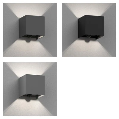 Wandleuchte CUBEL, Bewegungsmelder, für außen, anthrazit, IP65, Up & Downlight - Bild 1 von 4