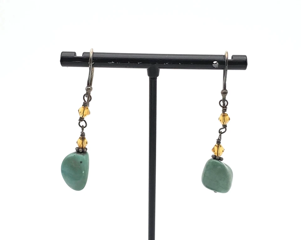 Vintage SILPADA Turquoise Earrings Crystals 925 Sterling Silver Dangle Drop - Image 1 of 4