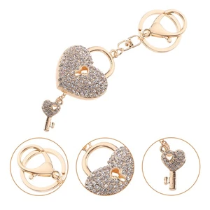 Love Keychain Man Rhinestone Heart Shape Keychains Shaped Ornament Keyring - Imagen 1 de 12