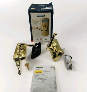 Schlage FE595 Tastatur Eingangstürhebel Goldoptik - offener Kasten - Bild 1 von 15