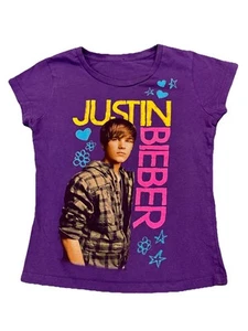 Justin Bieber Medium Youth T-Shirt-Purple-Teen Music Concert 2010’s - Picture 1 of 6