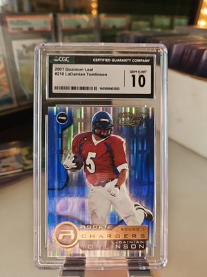 2001 Quantum Leaf Rookie LaDainian Tomlinson #210 PSA 10 GEM MT Rookie RC HOF - Image 1 of 4