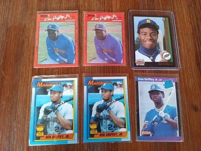Lot of 6 KEN GRIFFEY JR Rookie Card Donruss No Dot Bloody Elbow Wrong Birthplace - Image 1 of 4