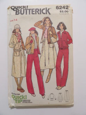 Butterick 6242 Misses' Reversible Jacket, Skirt & Pants Size 14 Uncut Pattern - Image 1 of 3