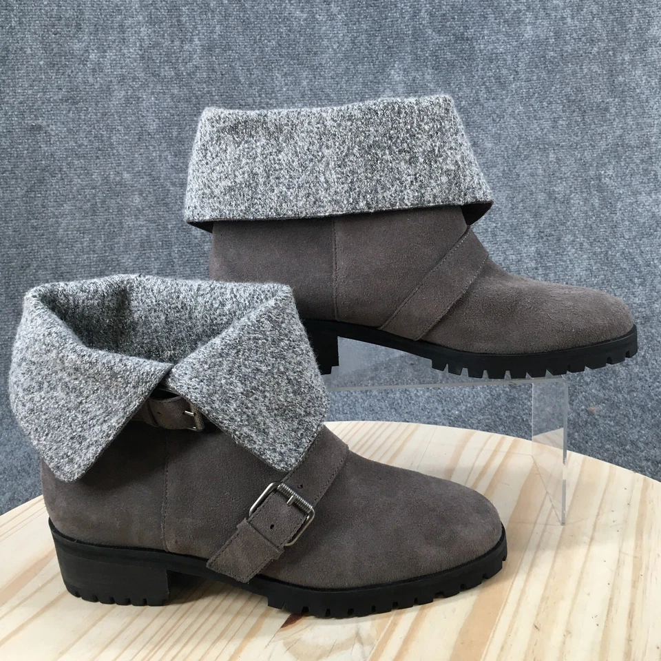 Splendid Boots Womens 12 Karlyn Collar Ankle Booties Gray Suede Buckle Straps - Image 1 of 4