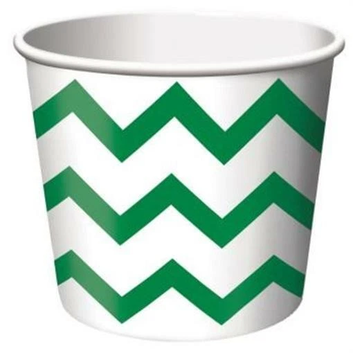 Зеленые чашки для лакомств из бумаги в полоску с шевроном упаковка 6 шт. столовые приборы украшения расходные материалы - Изображение 1 из 1