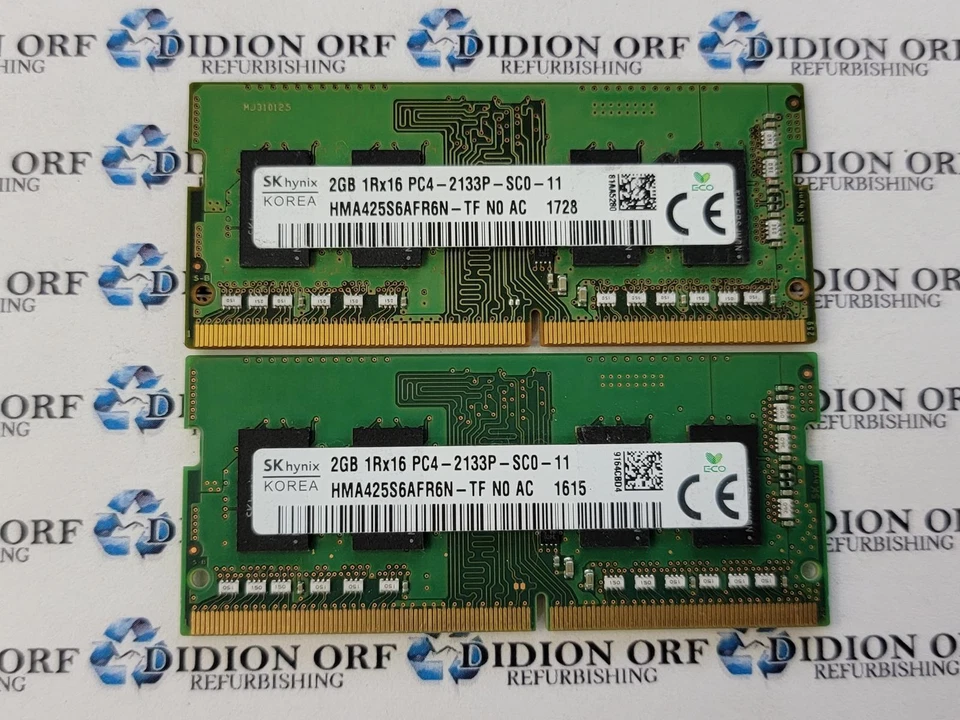 Set of 2 Sk Hynix 2gb DDR4 Laptop RAM 2133 MHz 1rx16 HMA425S6AFR6N-TF, SKU 12993 - Image 1 of 1