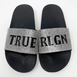True Religion Meyer Damen-Pantoletten Glitzer silber schwarz 6 neu ohne Etikett AA5 -13 - Bild 1 von 4