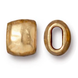 TierraCast Hammered Barrel Beads, Bright Gold Plated Pewter (Pkg. of 4) - Picture 1 of 1