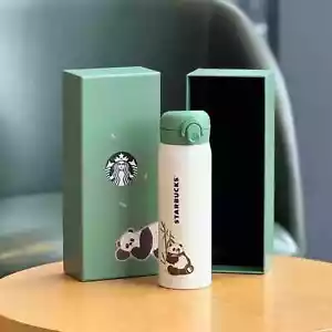 New China Starbucks X Thermos 2024 Green Panda 17oz SS Vacuum Cup With Gift Box - Picture 1 of 6