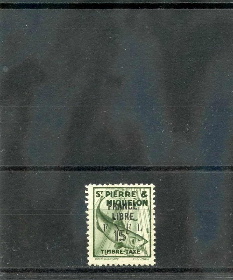 ST PIERRE & MIQUELON SC J60 (YT T59)*F-VF LH 1942 15c OLIVA, FR LIBRE, ADEUDADO, $21 Foto 1 de 1
