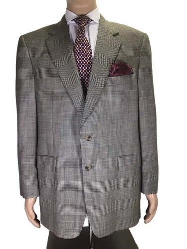 Giacca blazer Burberry London uomo grigio Glen a quadri lana cappotto sportivo taglia 43R USA