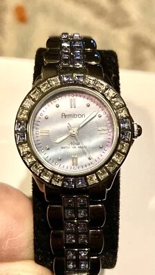 Armitron 75/3689VMDG Women Genuine Crystal Accented Gunmetal Purple Watch 27 mm - image 1 of 4
