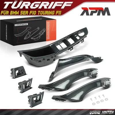 7x Türgriff Innenausstattung Abdeckkappe Kohlefaser für BMW 5er F10 Touring F11 - Bild 1 von 4