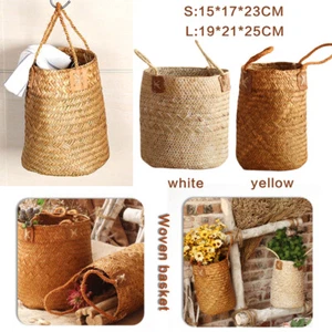 Wall Hanging Woven Basket Flower Fruit Storage Basket Wicker Organizer Home Dec - Picture 1 of 14